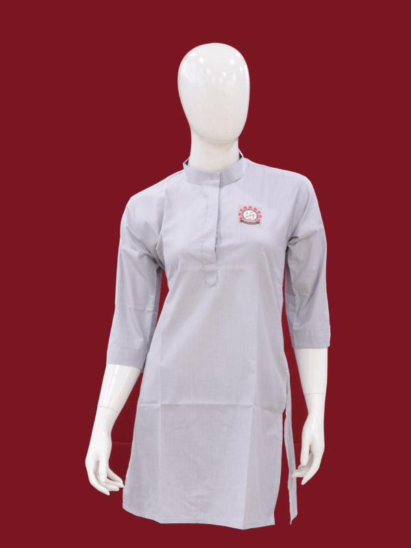 LIGHT GREY SHORT KURTI  ¾ SLEEVES WITH MONO FOR GIRLS